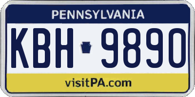 PA license plate KBH9890