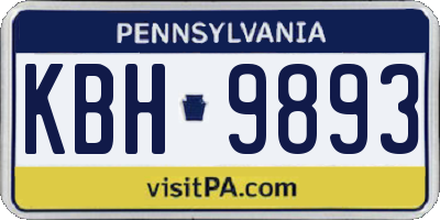 PA license plate KBH9893