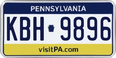 PA license plate KBH9896