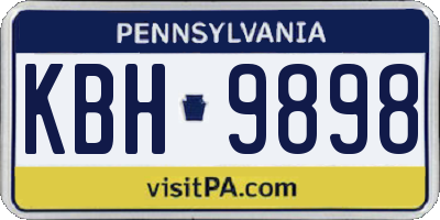 PA license plate KBH9898