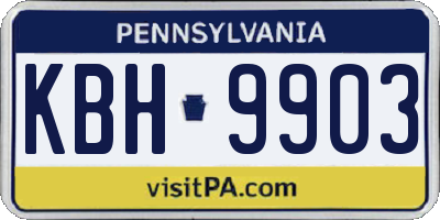 PA license plate KBH9903