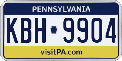 PA license plate KBH9904