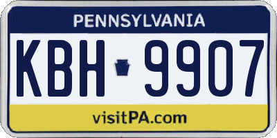 PA license plate KBH9907