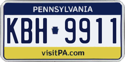 PA license plate KBH9911