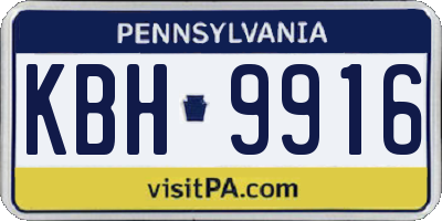 PA license plate KBH9916