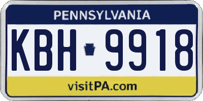 PA license plate KBH9918