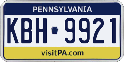PA license plate KBH9921