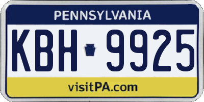 PA license plate KBH9925