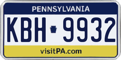 PA license plate KBH9932