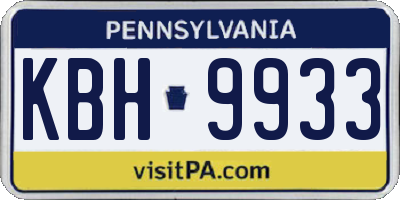 PA license plate KBH9933