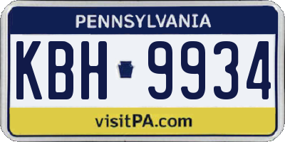 PA license plate KBH9934