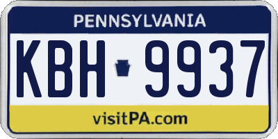 PA license plate KBH9937