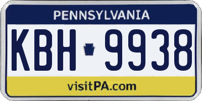 PA license plate KBH9938