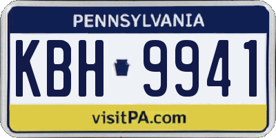PA license plate KBH9941