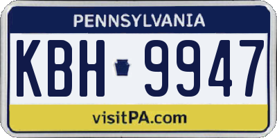 PA license plate KBH9947