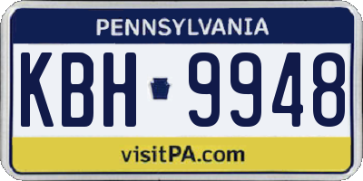 PA license plate KBH9948
