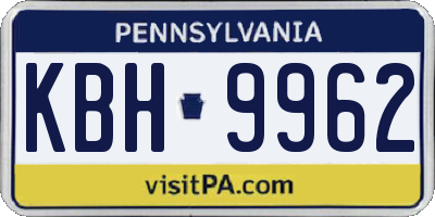 PA license plate KBH9962