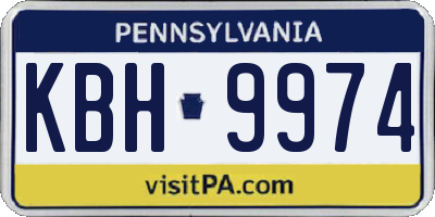 PA license plate KBH9974