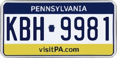 PA license plate KBH9981