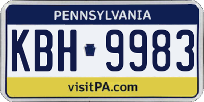 PA license plate KBH9983