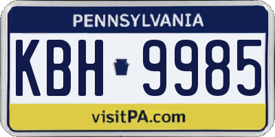 PA license plate KBH9985
