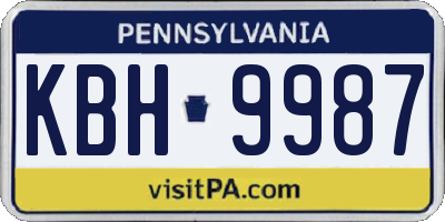 PA license plate KBH9987