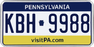 PA license plate KBH9988