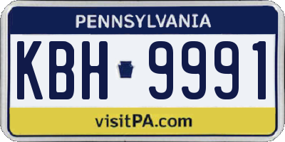 PA license plate KBH9991