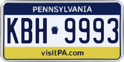 PA license plate KBH9993