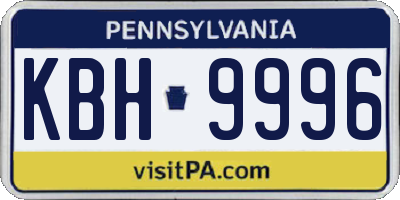 PA license plate KBH9996