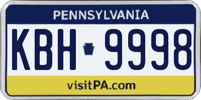 PA license plate KBH9998
