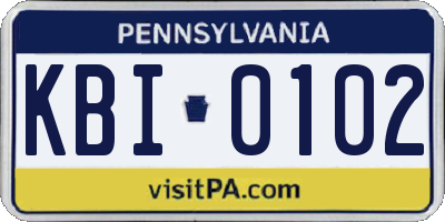 PA license plate KBI0102