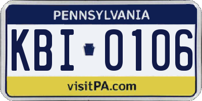 PA license plate KBI0106
