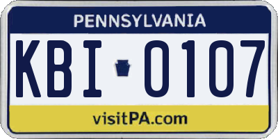 PA license plate KBI0107
