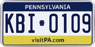 PA license plate KBI0109