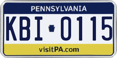 PA license plate KBI0115