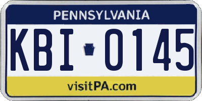 PA license plate KBI0145