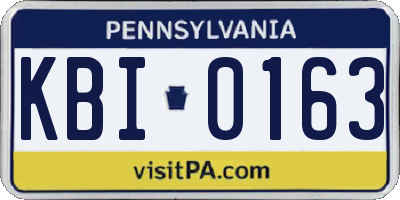 PA license plate KBI0163