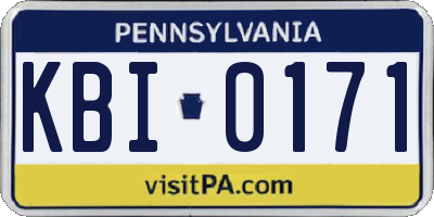 PA license plate KBI0171