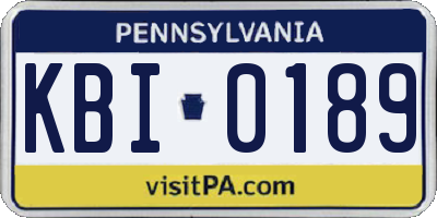 PA license plate KBI0189