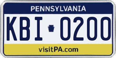 PA license plate KBI0200