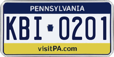 PA license plate KBI0201