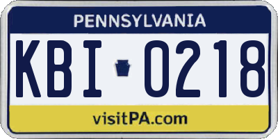 PA license plate KBI0218
