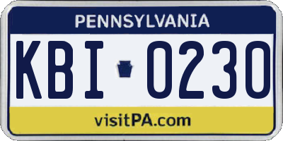 PA license plate KBI0230
