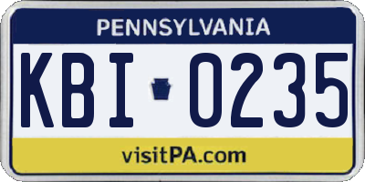 PA license plate KBI0235