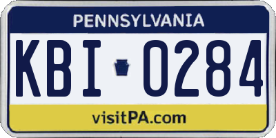 PA license plate KBI0284