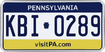 PA license plate KBI0289