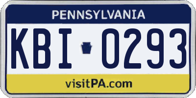 PA license plate KBI0293