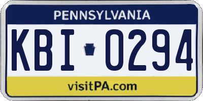 PA license plate KBI0294