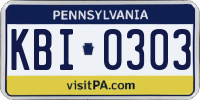 PA license plate KBI0303